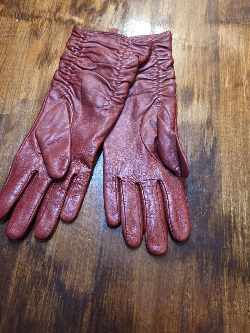 Alexandria Bartlett Red Genuine Leather Womens Gloves M Old Money Preppy